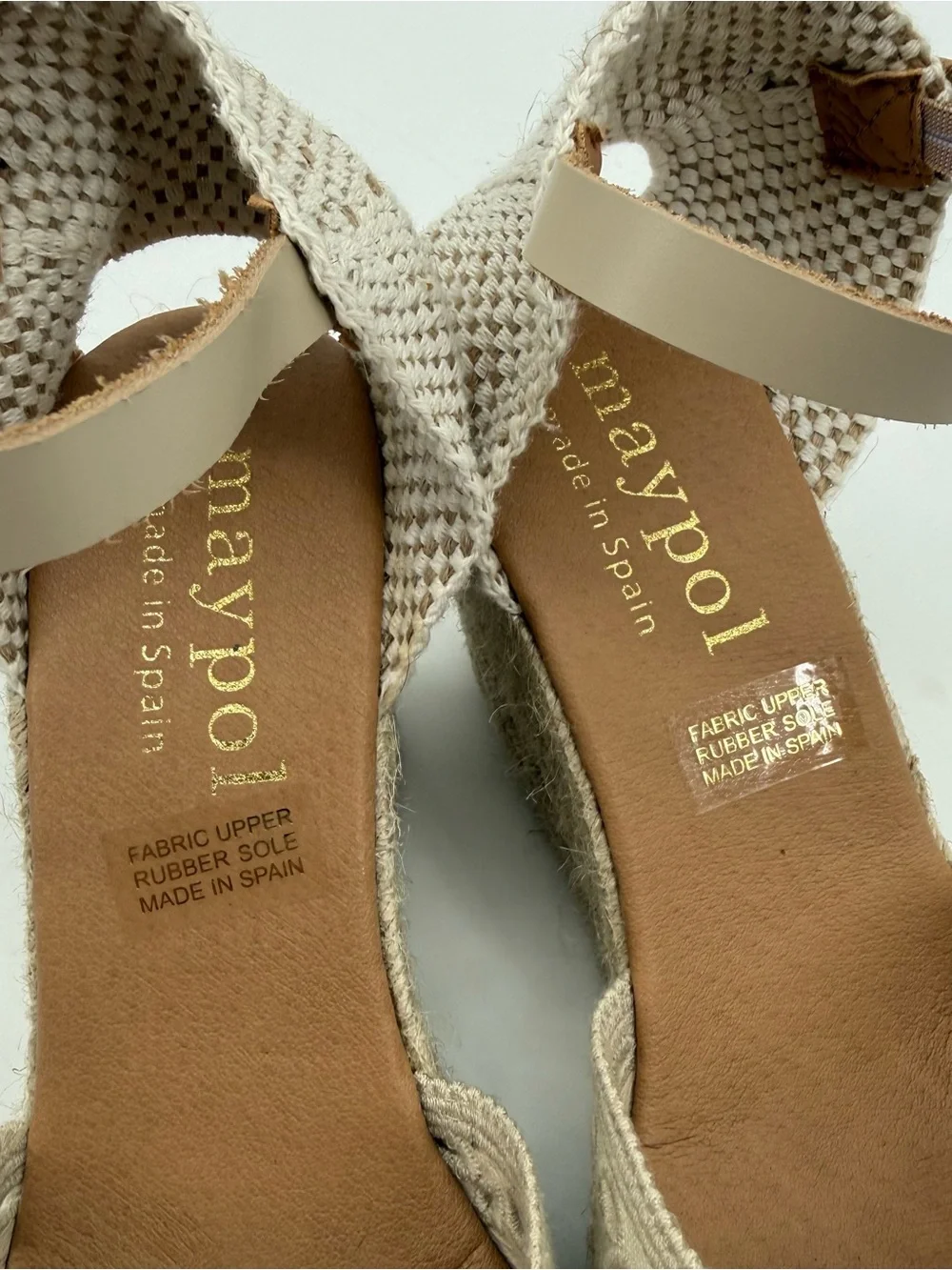 Maypol Espadrille Beige Wedges Eyelet Cutout Size EU 40 Spain Canvas 9